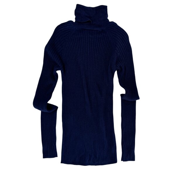 MARMAR COPENHAGEN - LIGHT KNIT TURTLE NECK TOP - 5% CASHMERE - DEEP BLUE - NWT - Picture 2 of 4